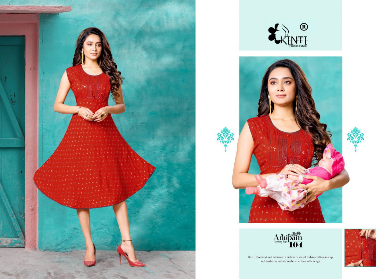 Kinti Anupam 101 Embroidery Heavy Rayon Daily Wear Kurti Collection